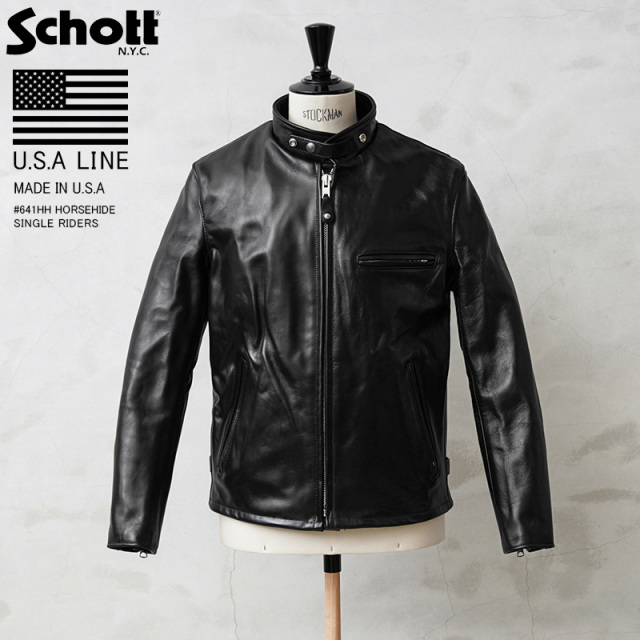 【即日出荷対応】☆ポイント10倍☆Schott ショット USA LINE 641HH ホースハイド シングルライダース レザージャケット MADE IN USA【16】【キャンペーン対象外】【T】
