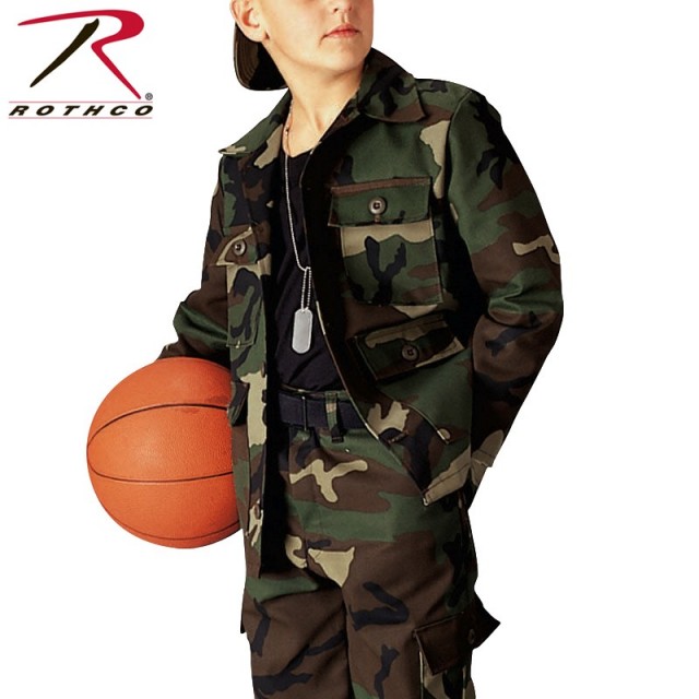 ★カートで割引対象品★ROTHCO ロスコ キッズ CAMO BDU シャツジャケット 66102 Woodland Camo【T】