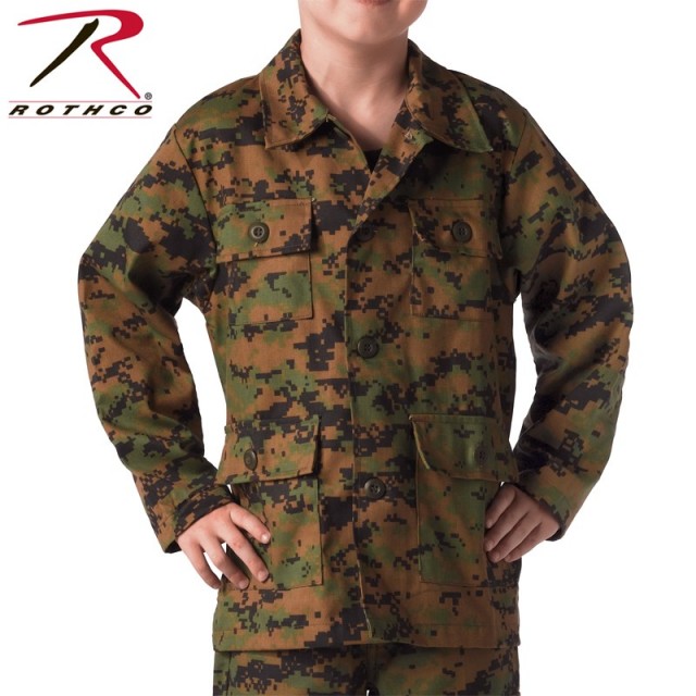 ★カートで割引対象品★ROTHCO ロスコ キッズ DIGITAL CAMO BDU シャツジャケット 66215 Woodland Digital Camo【T】