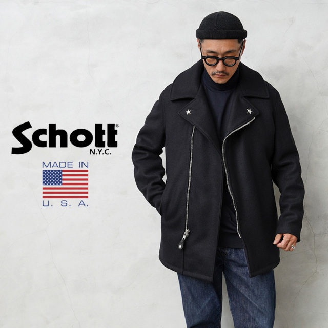【8月25日前後で発送予定】Schott ショット 766US メルトン ウール ジップ ピーコート MADE IN USA【7823954024】【キャンペーン対象外】【T】