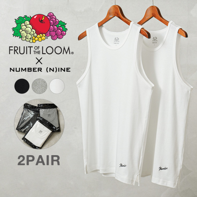 【即日出荷対応】FRUIT OF THE LOOM フルーツオブザルーム×NUMBER (N)INE 80754100 “2 PACK TANK TOPS” ワンポイント刺繍 2パック タンクトップ【T】