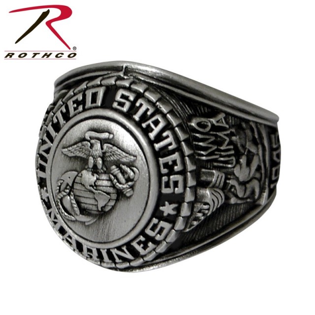 ★カートで割引対象品★ROTHCO ロスコ Deluxe Silver ミリタリーリング Marines 【843】【T】