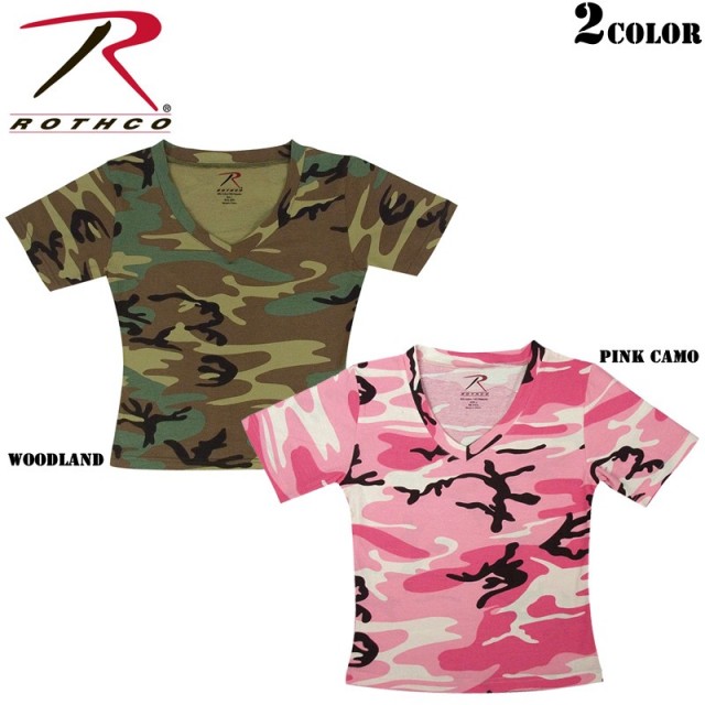★カートで割引対象品★ROTHCO ロスコ レディース 迷彩半袖Vネックショート丈Tシャツ2色【T】