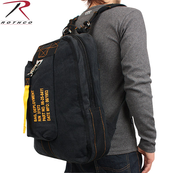★カートで割引対象品★ROTHCO ロスコ　フライトリュック ビンテージ加工 ブラック【T】