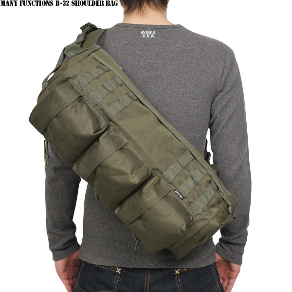 ★カートで割引対象品★多機能 B-32 ミリタリーボディバッグ オリーブ【T】