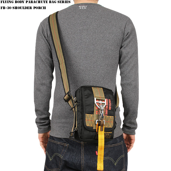 ★カートで割引対象品★FLYING BODY PARACHUTE BAG SERIES FB-30 パラシュート ショルダーポーチ ブラック【T】