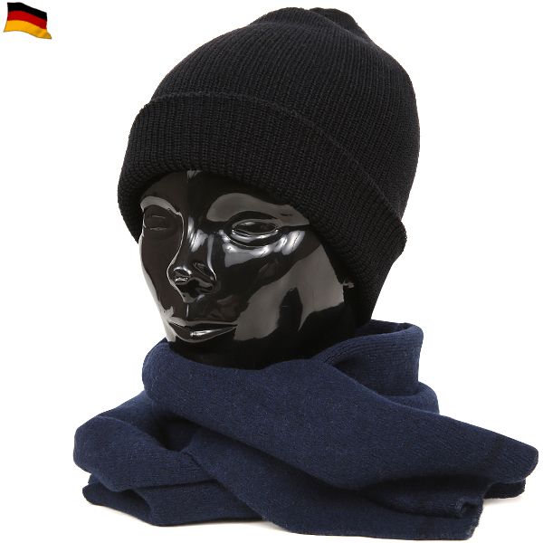 ☆今だけ15%OFF☆実物 西ドイツ軍ウールマフラー ネイビーライン入り【キャンペーン対象外】【I】ミリタリー