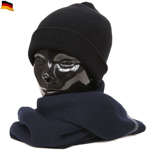 実物 西ドイツ軍ウールマフラー リブ編み ネイビー【キャンペーン対象外】【T】ミリタリー