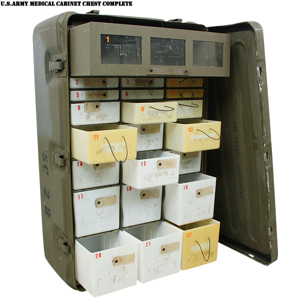 実物 米軍 U.S.ARMY MEDICAL CABINET チェスト COMPLETE 米軍放出品 家具【キャンペーン対象外】【T】ミリタリー
