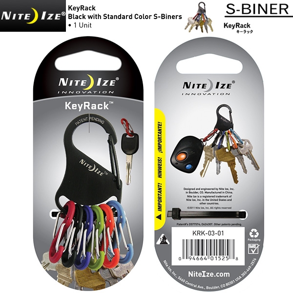 ★カートで割引対象品★NITE IZE ナイトアイズ S-BINER KEYRACK (エスビナーキーラック）Black with Standard Color S-Biners【T】