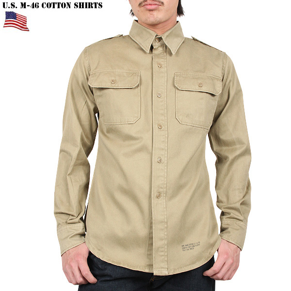 【デッドストック】米軍・実物40s M46 コットンカーキシャツ　エポレット無し デッドストック】米軍・実物40s M46 コットンカーキシャツ