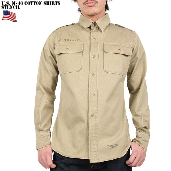 ★カートで割引対象品★新品 米軍 M-46 コットンカーキシャツ STENCIL【T】
