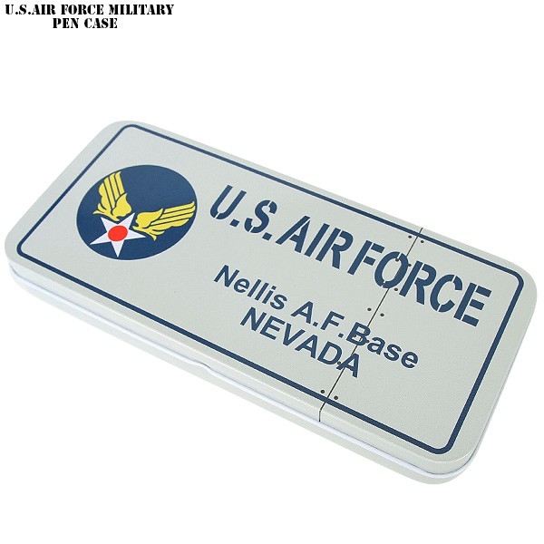 ★カートで割引対象品★新品 U.S.AIR FORCE ミリタリー ブリキ ペンケース WHITE【T】
