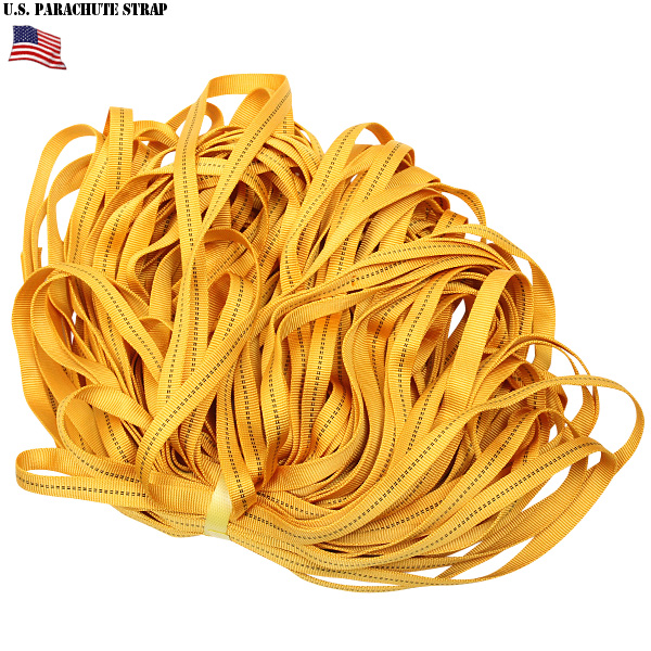 実物 新品 米軍パラシュートストラップ イエロー 50ｍ巻き 米軍放出品 ロープ【キャンペーン対象外】【T】ミリタリー