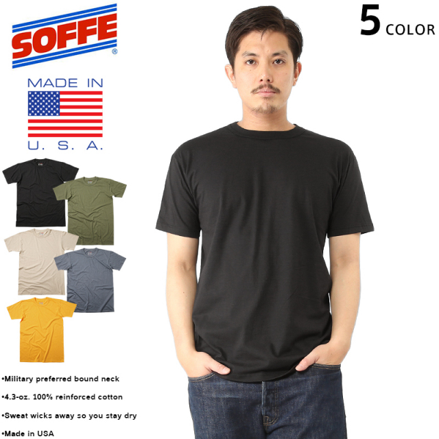 ★カートで割引対象品★【即日出荷対応】【ネコポス便対応】SOFFE ソフィー MADE IN USA コットン100% HERO Tシャツ 5色【T】