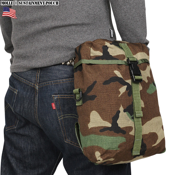 実物 米軍 MOLLE II SUSTAINMENT ポーチ ウッドランド迷彩 USED 米軍放出品【キャンペーン対象外】【I】ミリタリー
