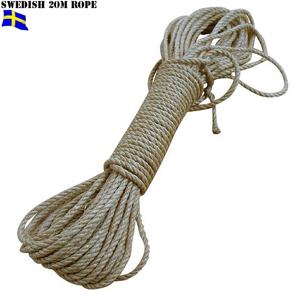 実物 スウェーデン軍 20m ロープ【キャンペーン対象外】【T】ミリタリー