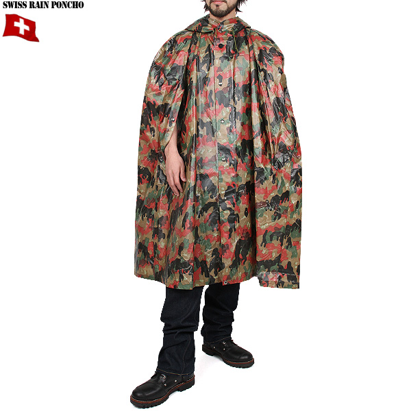 実物 新品 スイス軍アルペンカモ レインポンチョ【キャンペーン対象外】【T】ミリタリー