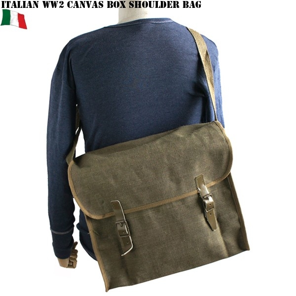 実物 新品 イタリア軍 WW2 キャンバス BOX ショルダーバッグ【キャンペーン対象外】【T】ミリタリー
