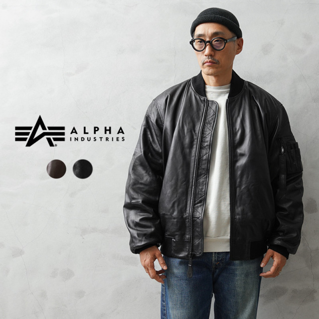 ALPHA INDUSTRIES アルファインダストリーズ MJL55500C1 LEATHER MA-1 FLIGHT JACKET レザー フライトジャケット【7975950001】【キャンペーン対象外】【T】