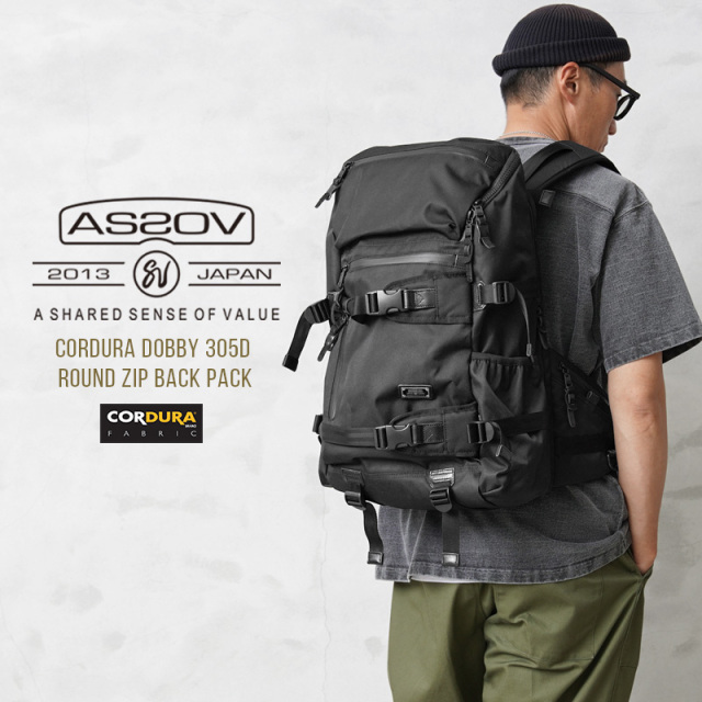 【即日出荷対応】AS2OV アッソブ 061409 CORDURA DOBBY 305D ROUND ZIP BACKPACK バックパック / リュック【キャンペーン対象外】【T】