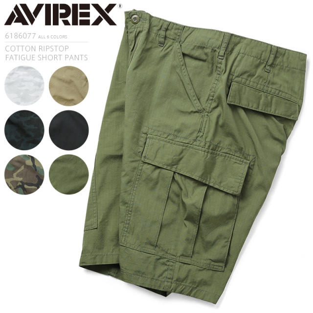 AVIREX アビレックス 6186077 COTTON RIPSTOP コットン リップストップ ファティーグ ショートパンツ ショーツ【7838113007】【キャンペーン対象外】【T】