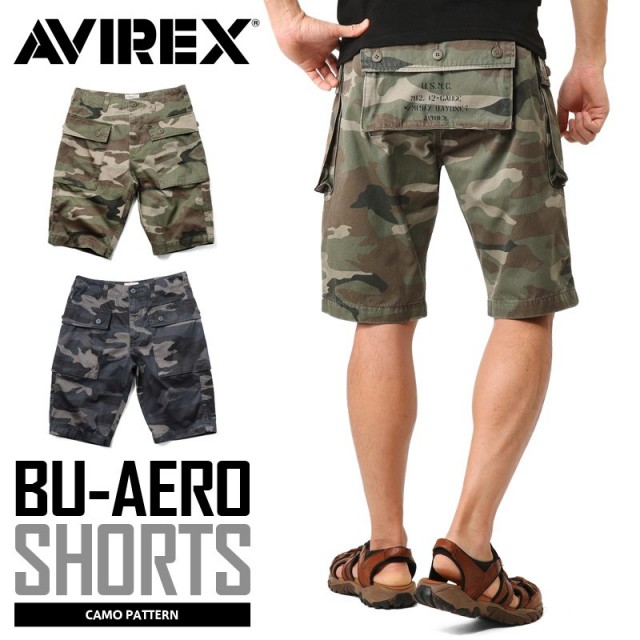 ポイント10倍AVIREX アビレックス 6166121 BU-AERO SHORTS エアロ ショートパンツ CAMOUFLAGE ミリタリーパンツ 【キャンペーン対象外】 アヴィレックス【T】