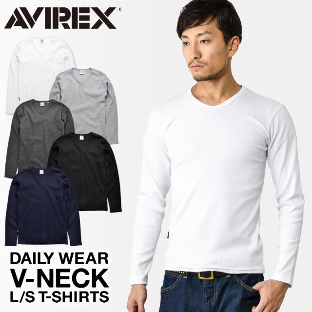 ポイント10倍☆AVIREX アビレックス デイリーウエア 長袖 VネックTシャツ 6153480【7835930005】【7834930003】【キャンペーン対象外】【T】