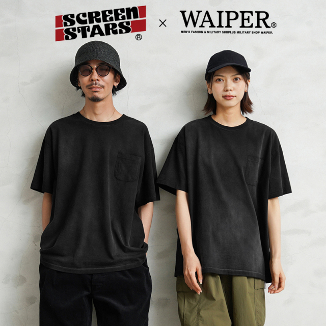 【即日出荷対応】SCREEN STARS×WAIPER ”Slack” S/S クルーネック ポケットTシャツ VINTAGE BLACK【459WP】【キャンペーン対象外】【T】