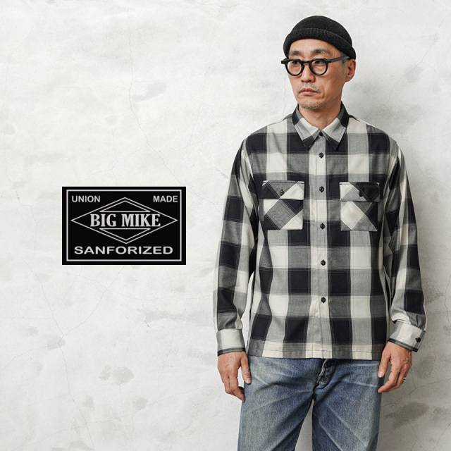 【即日出荷対応】BIG MIKE ビッグマイク 102515201 レーヨン ミックス オンブレチェック L/S シャツ Type B【キャンペーン対象外】【T】