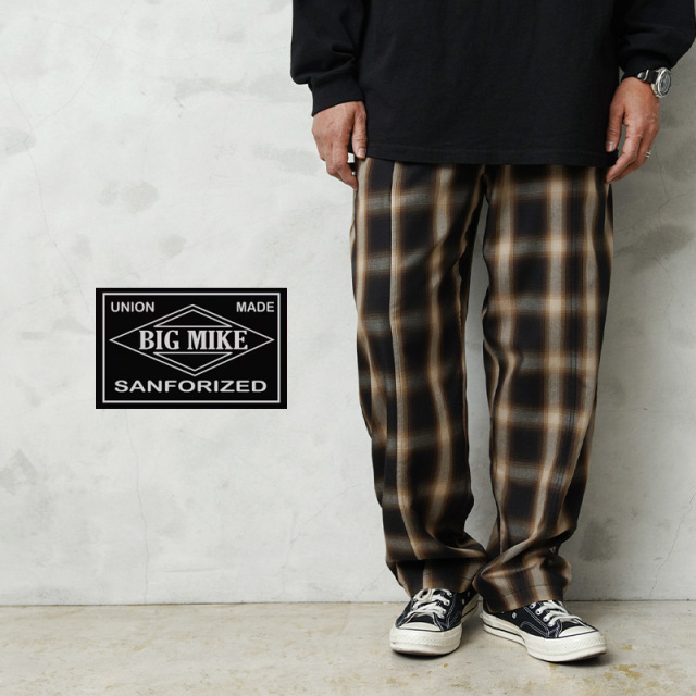 【即日出荷対応】BIG MIKE ビッグマイク 102517600 レーヨン ミックス オンブレチェック イージーパンツ【キャンペーン対象外】【T】
