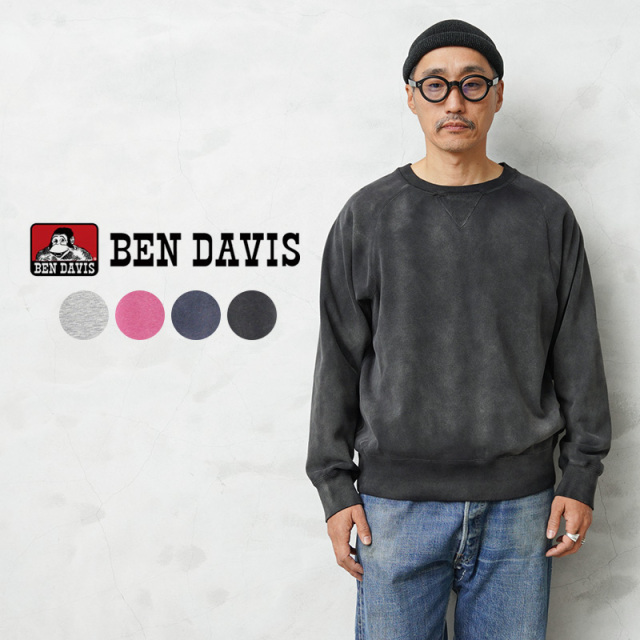 【即日出荷対応】BEN DAVIS ベンデイビス C-26380014 70'S FIT F-SLEEVE CREW クルーネック スウェット シャツ【キャンペーン対象外】【T】