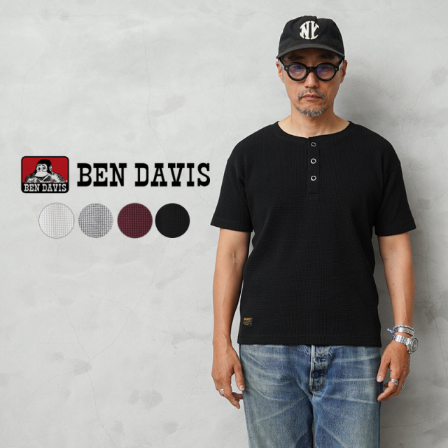 【即日出荷対応】BEN DAVIS ベンデイビス C-26580053 WAFFLE S/S HENLEY ワッフル ヘンリーネック 半袖 Tシャツ【T】【キャンペーン対象外】