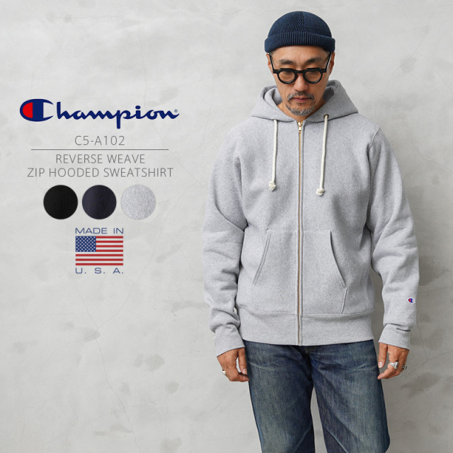 【即日出荷対応】Champion チャンピオン C5-A102 リバースウィーブ ジップ フーデッド スウェットシャツ 12.5oz 赤タグ MADE IN USA【キャンペーン対象外】【T】