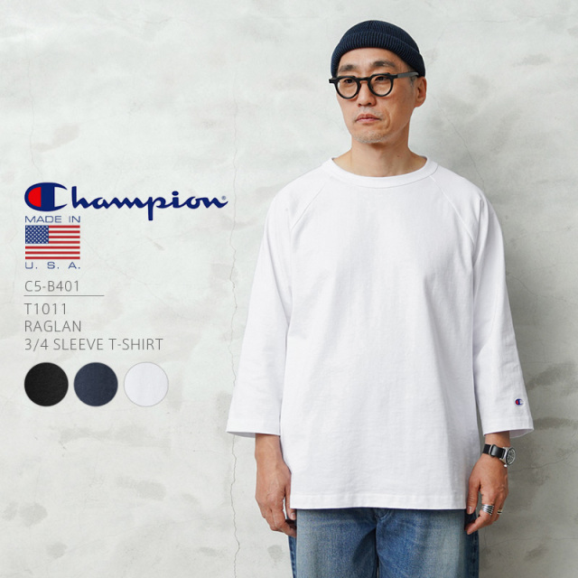 【即日出荷対応】Champion チャンピオン C5-B401 T1011 ラグラン 3/4スリーブ Tシャツ MADE IN USA【キャンペーン対象外】【T】