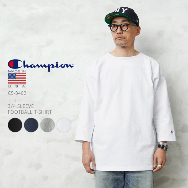 【即日出荷対応】Champion チャンピオン C5-B402 T1011 3/4スリーブ フットボール Tシャツ MADE IN USA【キャンペーン対象外】【T】