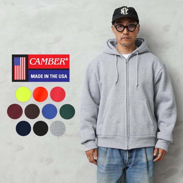 【即日出荷対応】CAMBER キャンバー CAM131 12.5oz ヘビーウェイト ジップパーカー サーマルライナー MADE IN USA【T】