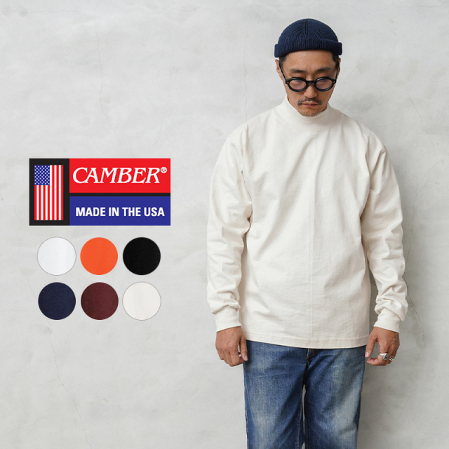 CAMBER キャンバー #306 8oz マックスウェイト モックネック L/S Tシャツ MADE IN USA【T】