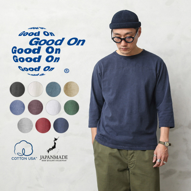 ★カートで割引対象品★【即日出荷対応】Good On グッドオン GOLT-1502 80's フットボール 3/4スリーブ 7分袖 Tシャツ 日本製【Sx】【T】