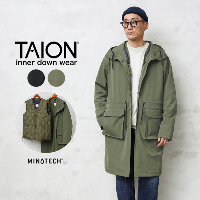 ★カートで割引対象品★【即日出荷対応】TAION タイオン TAION-CR22ML+001ZML-1 CR LINE フーデッドコート ダウンベストセット【C4】【Sx】【T】
