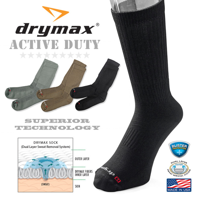 ★カートで割引対象品★【ネコポス便対応】Drymax ドライマックス Active Duty クルーソックス MADE IN USA【T】