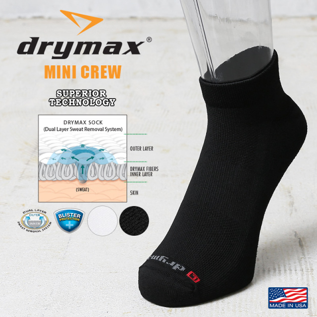 ★カートで割引対象品★【ネコポス便対応】Drymax ドライマックス PT MINI CREW ミニクルー ソックス MADE IN USA【T】