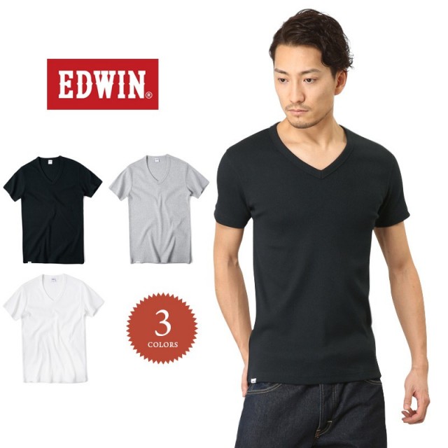 ★カートで割引対象品★【ネコポス便対応】EDWIN エドウィン デイリーウェア ET5159 RIB Vネック半袖Tシャツ【T】