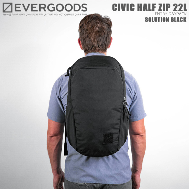 【8月25日前後で発送予定】EVERGOODS エバーグッズ CIVIC HALF ZIP 22L バックパック / デイパック SOLUTION BLACK【キャンペーン対象外】【R】