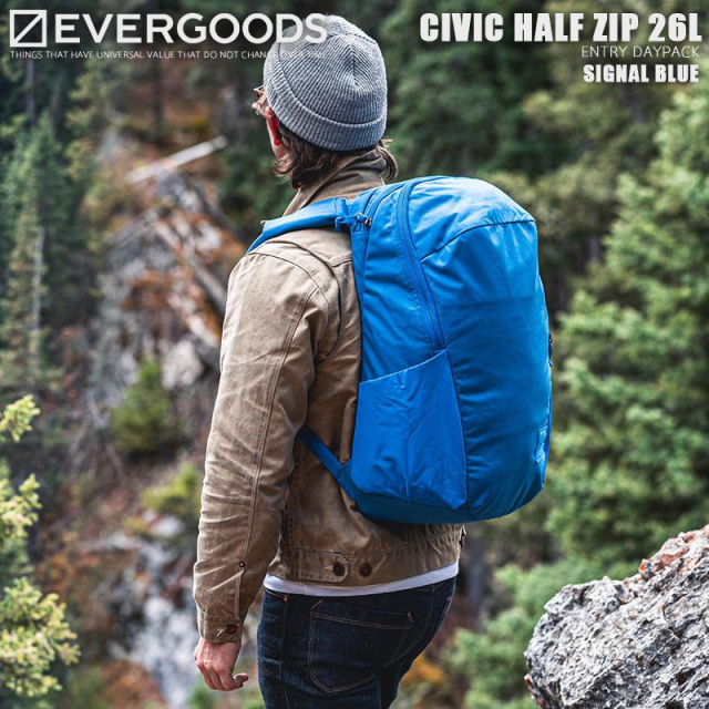 【8月25日前後で発送予定】EVERGOODS エバーグッズ CIVIC HALF ZIP 26L バックパック / デイパック SIGNAL BLUE【キャンペーン対象外】【R】