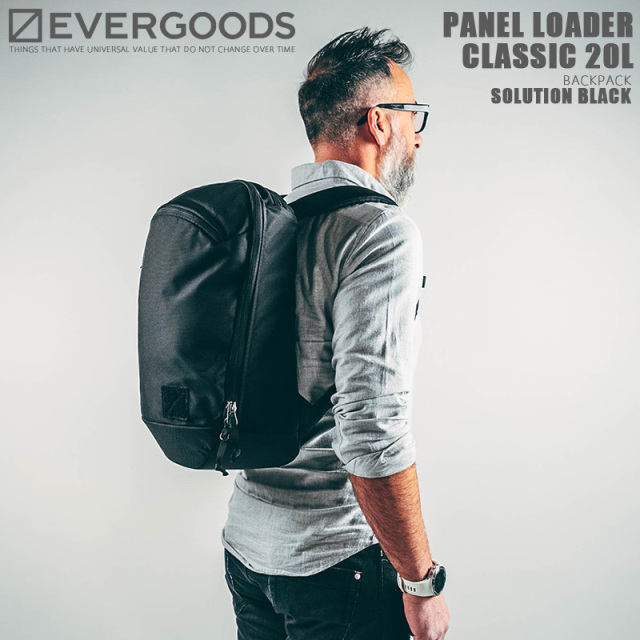 【8月25日前後で発送予定】EVERGOODS エバーグッズ PANEL LOADER CLASSIC 20L バックパック / デイパック SOLUTION BLACK【キャンペーン対象外】【R】