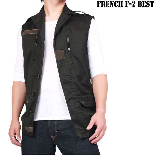 実物 新品フランス軍F-2ベスト ブラックミリタリーファッション 軍服【キャンペーン対象外】【T】