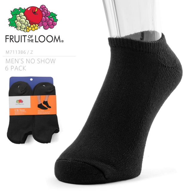 ★カートで割引対象品★【即日出荷対応】FRUIT OF THE LOOM フルーツオブザルーム M7113B6/Z 6 NO SHOWS アンクルソックス 6足セット【T】
