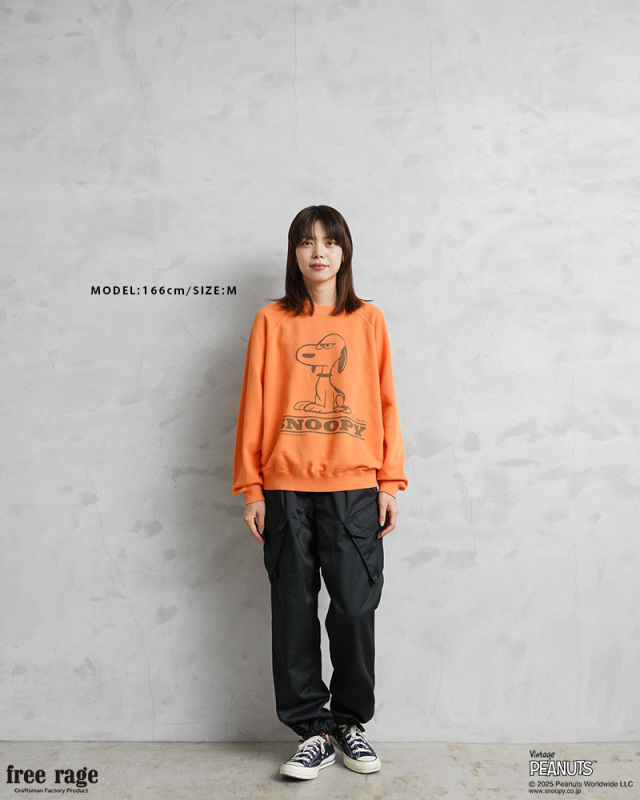 PEANUTS×free rage フリーレイジ FRP002B SNOOPY ラグランクルー