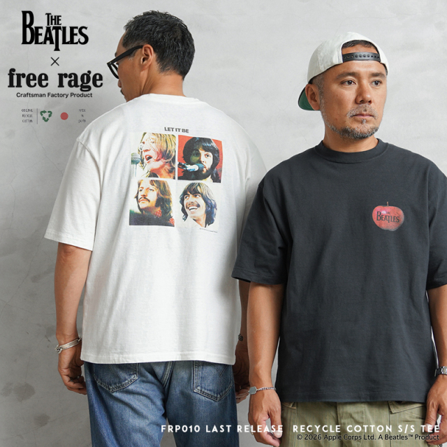 【予約販売】【8月中旬頃入荷予定】The Beatles×free rage フリーレイジ FRP010 Last Release リサイクルコットン半袖Tシャツ 日本製【キャンペーン対象外】【T】
